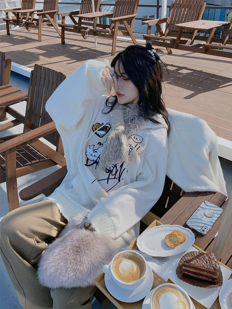 Dragon Embroidery Hooded Sweat & Neck Warmer