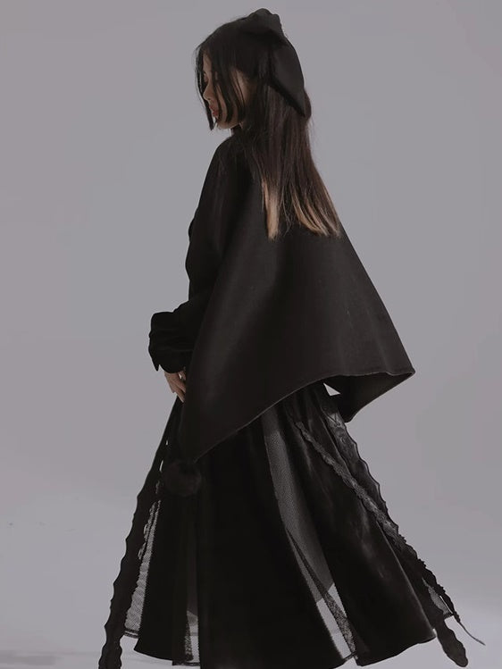 Double-faced Wool Cloak Coat