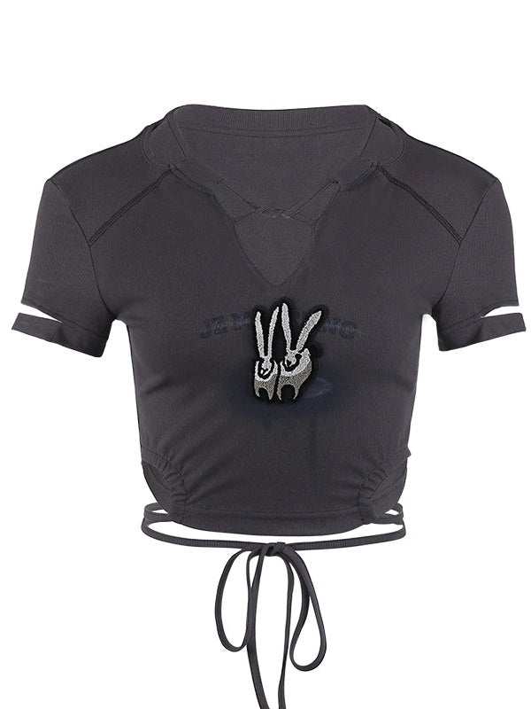 Bunny Length T-Shirt & Black Lace Set-up