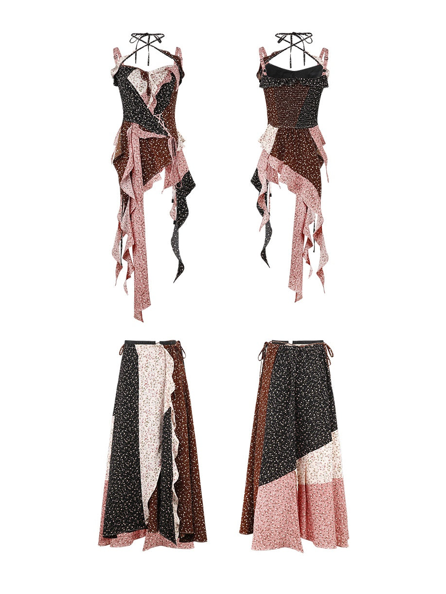Broken Flowering Camisole&Skirt Set-up& Dress & Ribbon Cardigan
