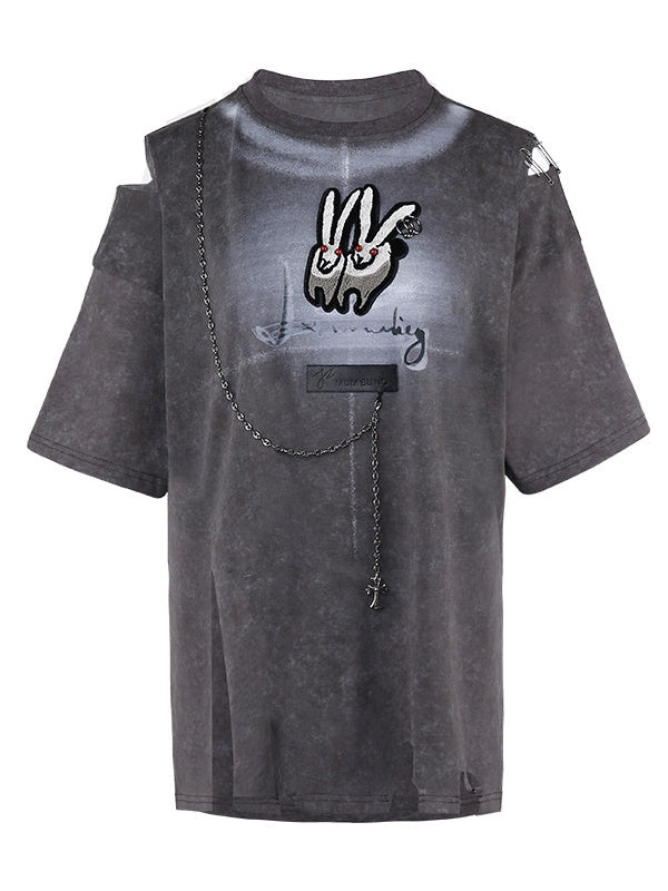 Bunny Length T-Shirt & Black Lace Set-up