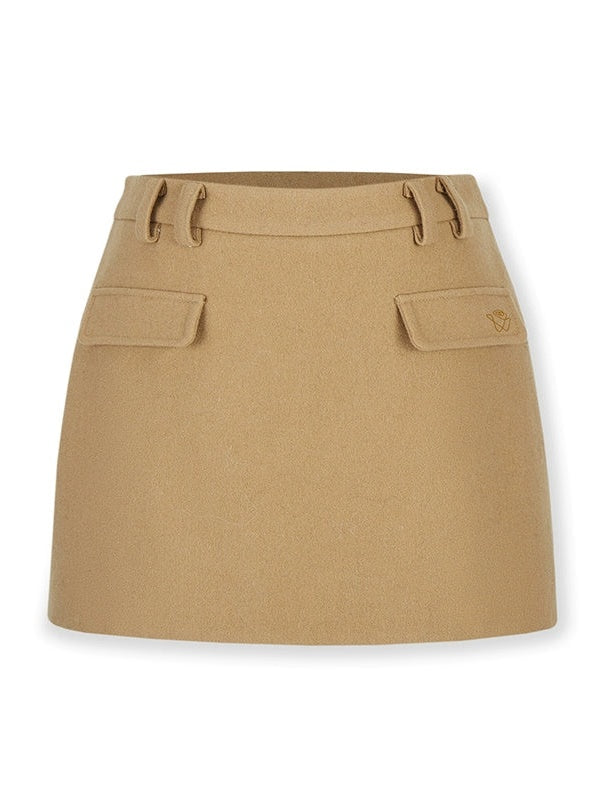 Double Button Wool Coat & Mini Skirt