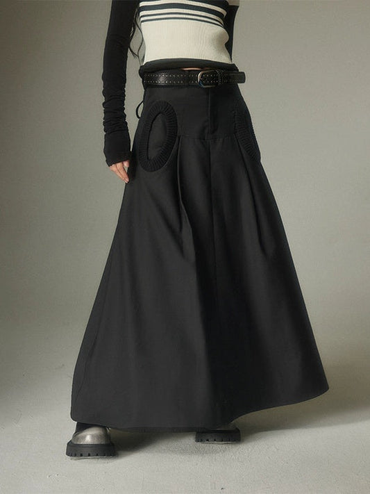 Circle Pocket A-line Long Skirt