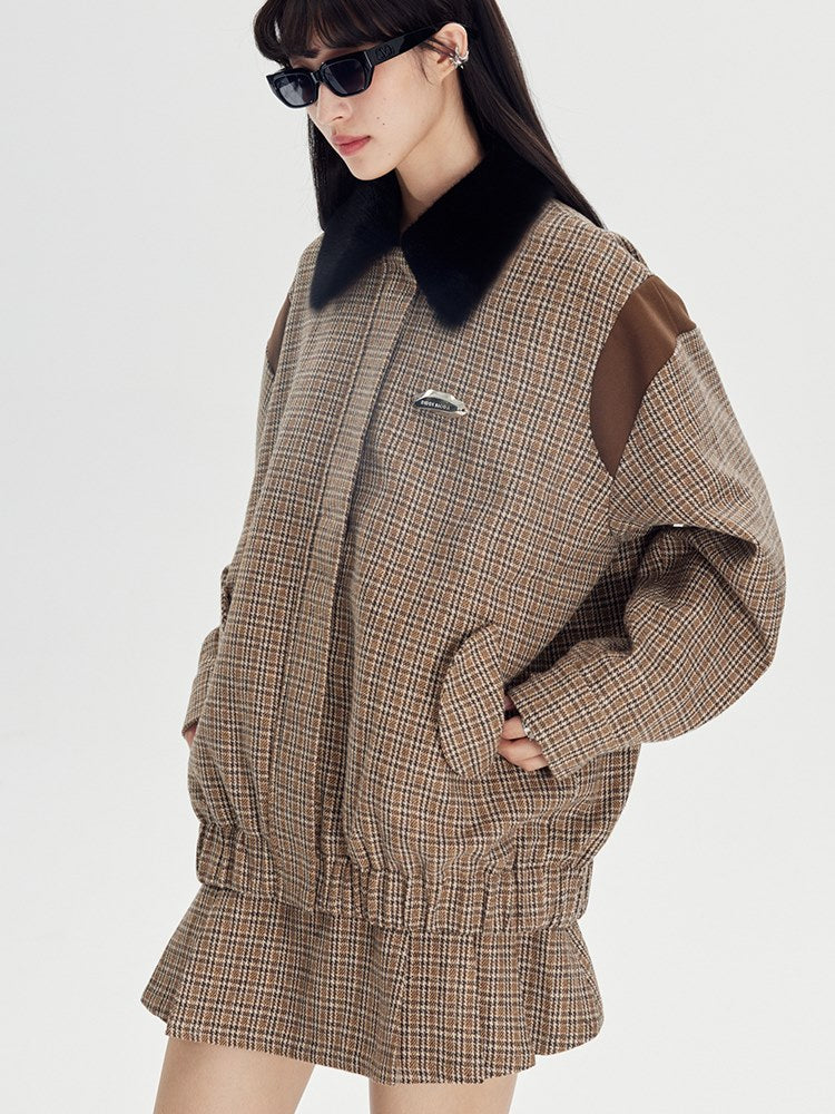 Classic Retro Paid Short Jacket & Skirt