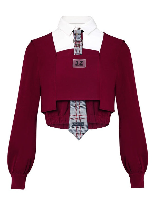 Cropped Layered Shirt & Tie