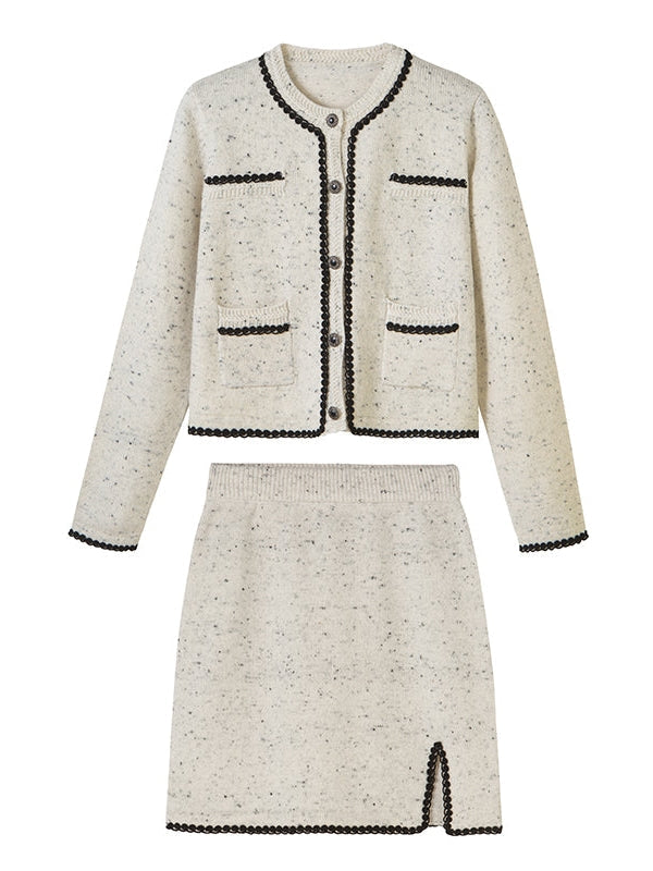 Fragrance Knitting Cardigan Jacket & Skirt
