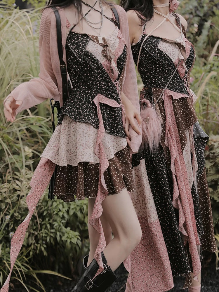 Broken Flowering Camisole&Skirt Set-up& Dress & Ribbon Cardigan