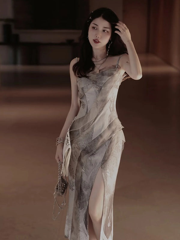 Printing Design Slip Dress & Short Top