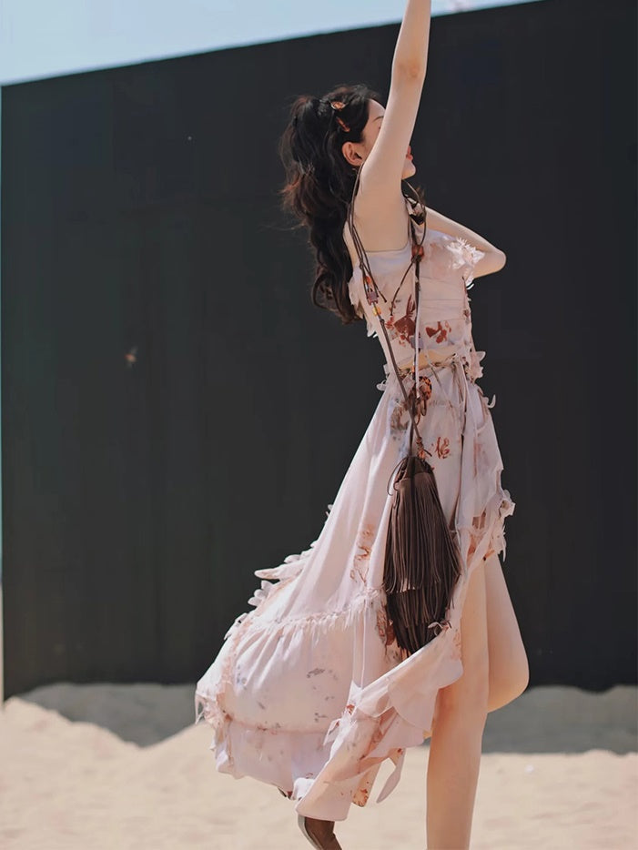 Exotic Print Set-up & Sling Dress & Culottes & Sheer Shirt