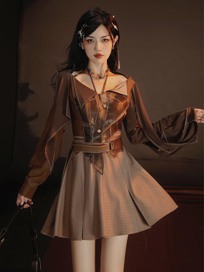 Different Material Switching Dress