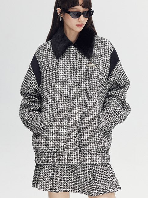 Classic Retro Paid Short Jacket & Skirt