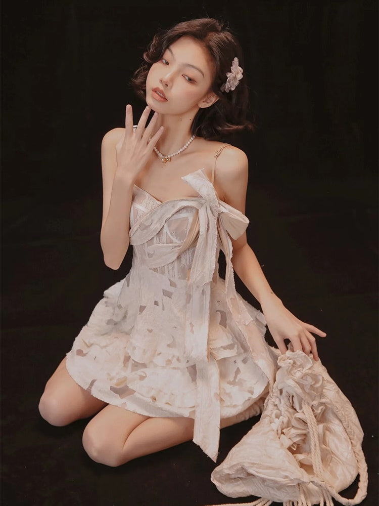 Butterfly Jacquard Dress & Short Cardigan