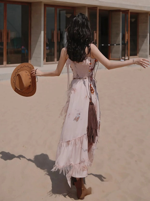 Exotic Print Set-up & Sling Dress & Culottes & Sheer Shirt