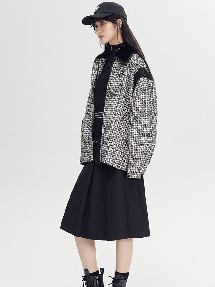 Classic Retro Paid Short Jacket & Skirt