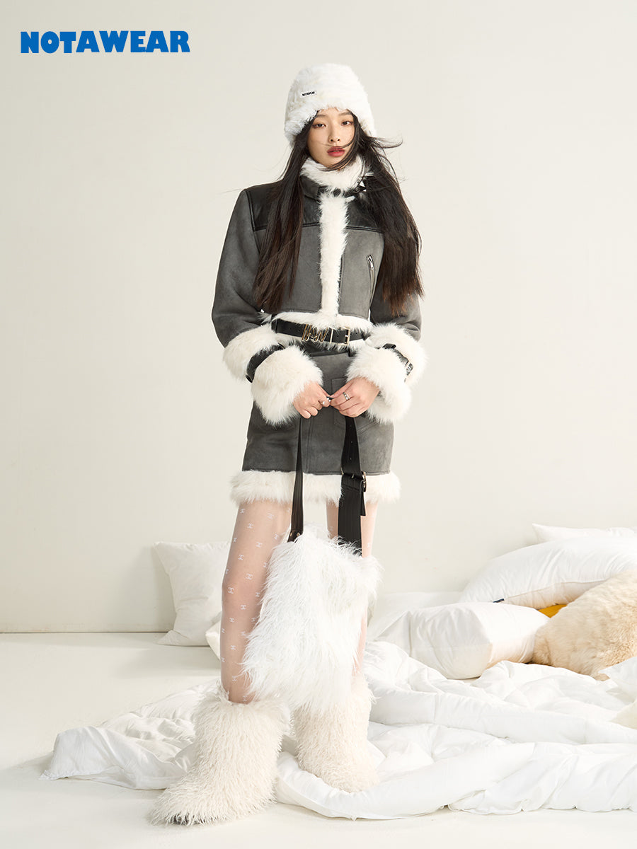 Fur Suede Jacket & Skirt