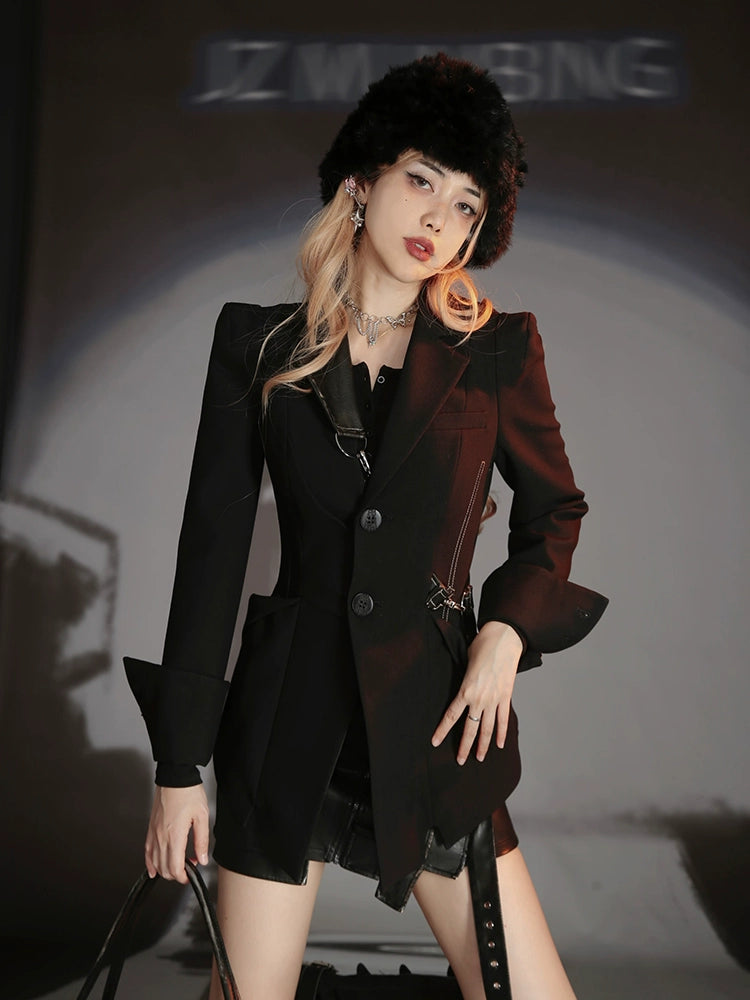 Strap Design Waist Slim Street Jacket