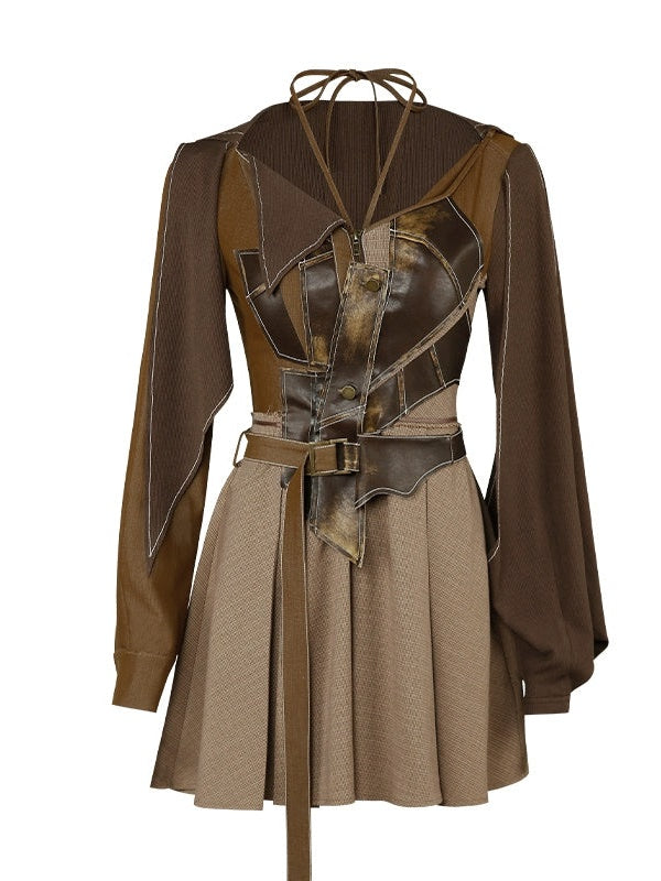 Different Material Switching Dress