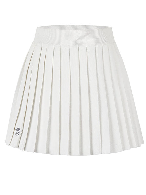Hollow Knitted Vest & Pleat Skirt