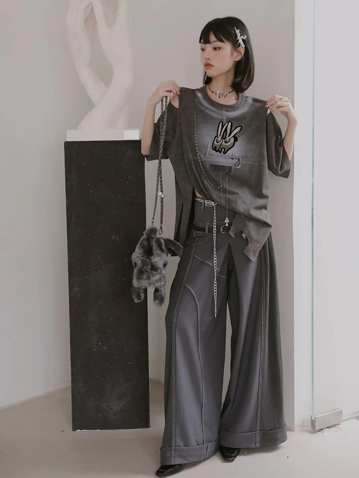Bunny Length T-Shirt & Black Lace Set-up