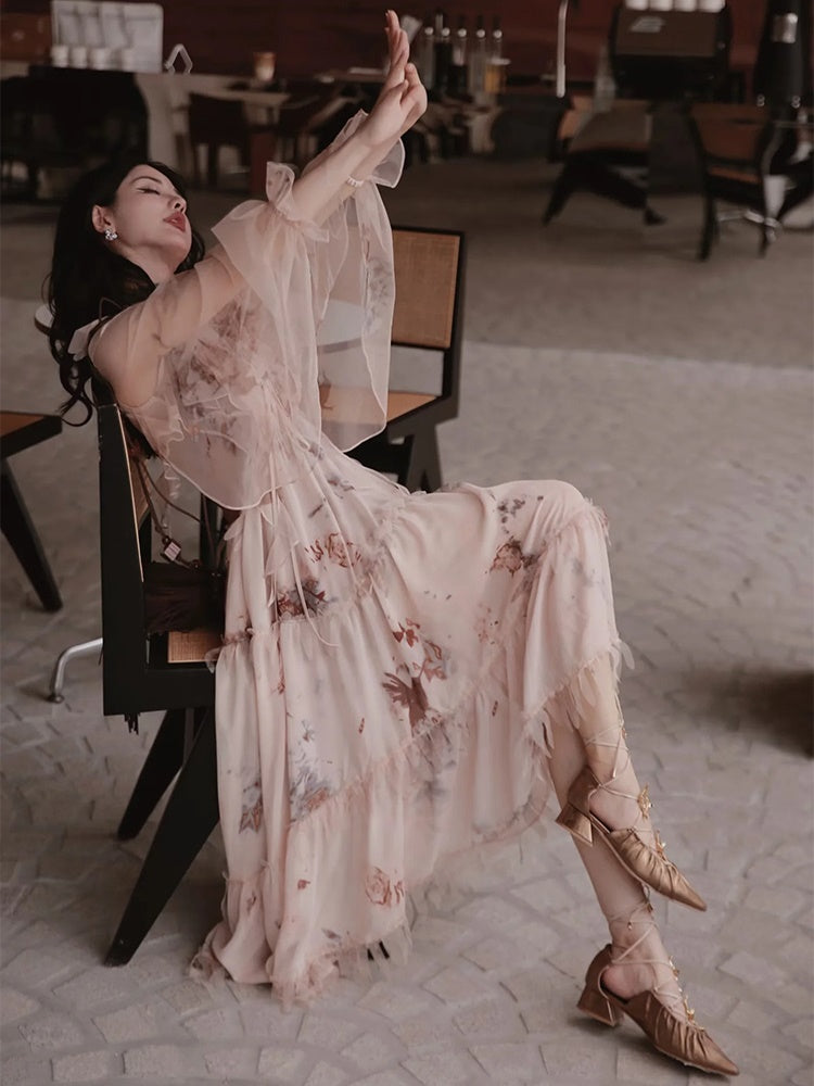 Exotic Print Set-up & Sling Dress & Culottes & Sheer Shirt