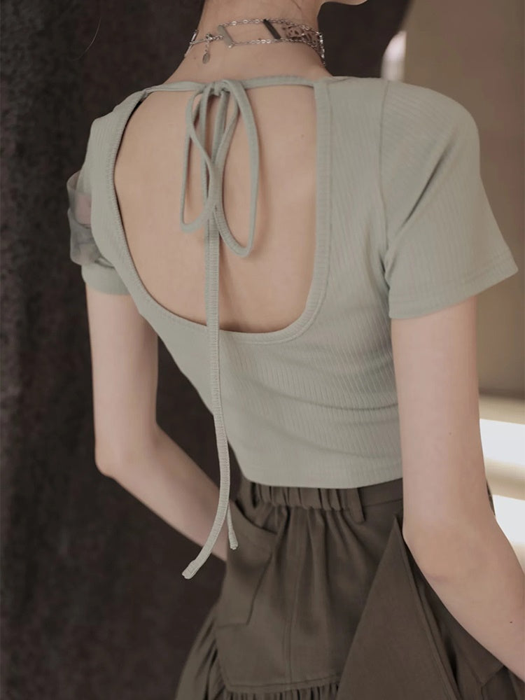 Short Jacket &Asymmetry Culottes & Tube Top & T-shirt