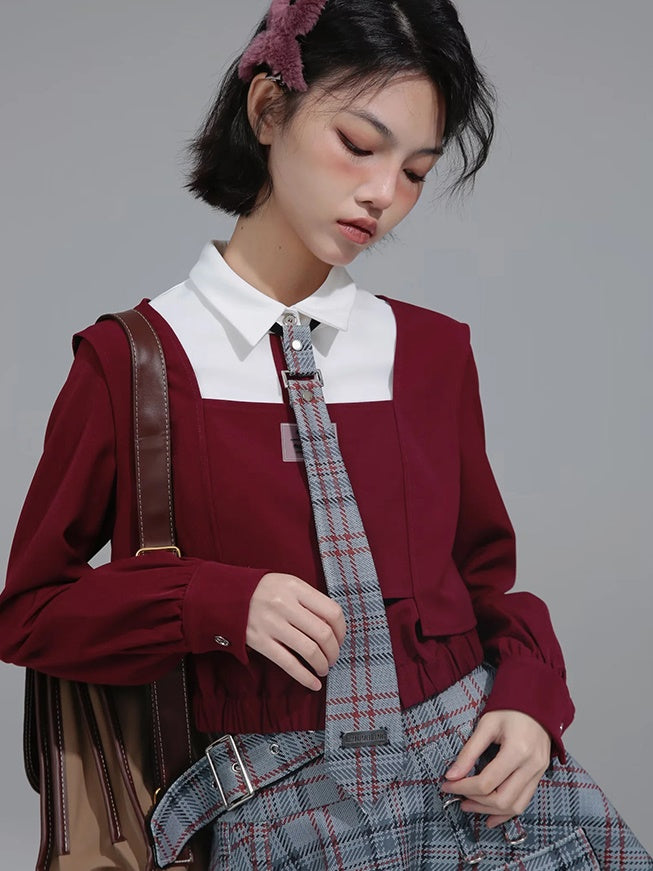 Cropped Layered Shirt & Tie