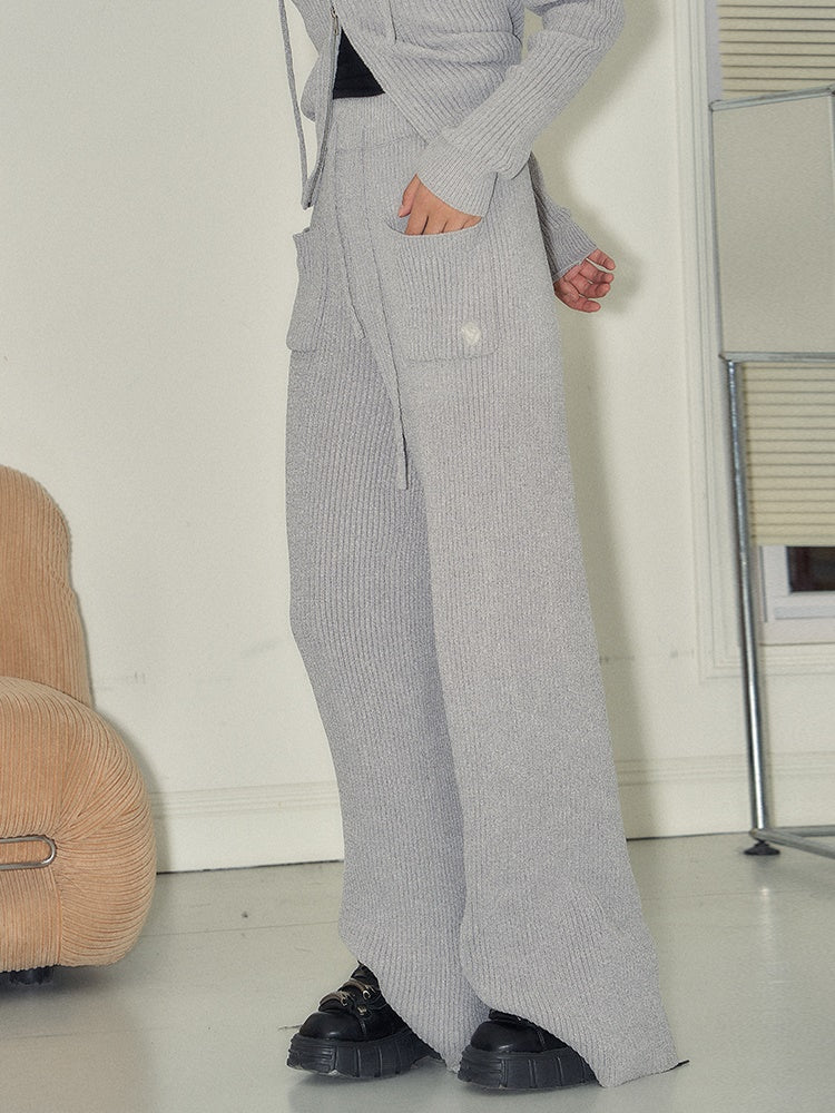 Relaxing Hooded Knitted Parka & Skirt & Pants