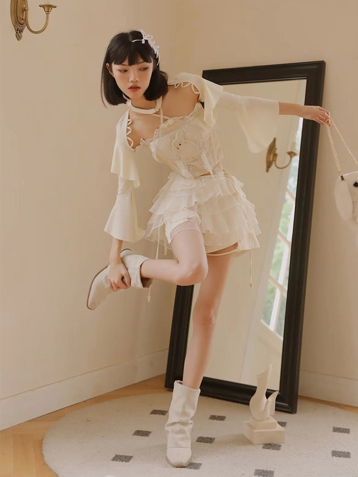 Chinese Style Two-piece Top & Jacquard Skirt