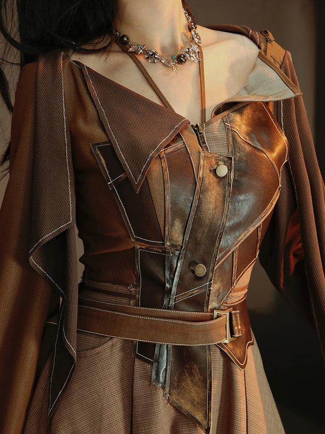 Different Material Switching Dress