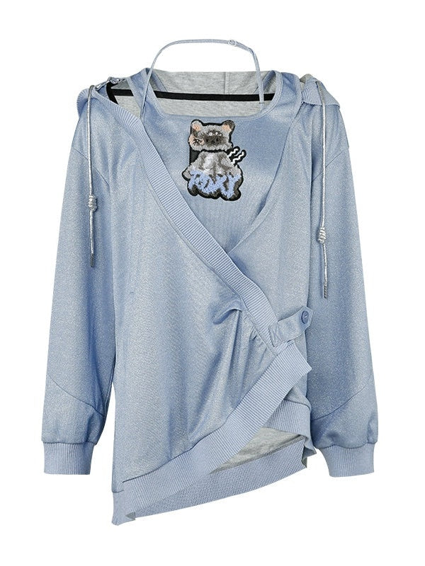 Cat Design Layered Style Loose Top & Switching Design One-piece