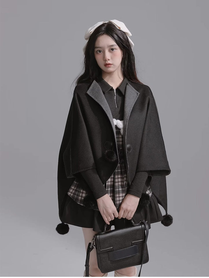 Double-faced Wool Cloak Coat