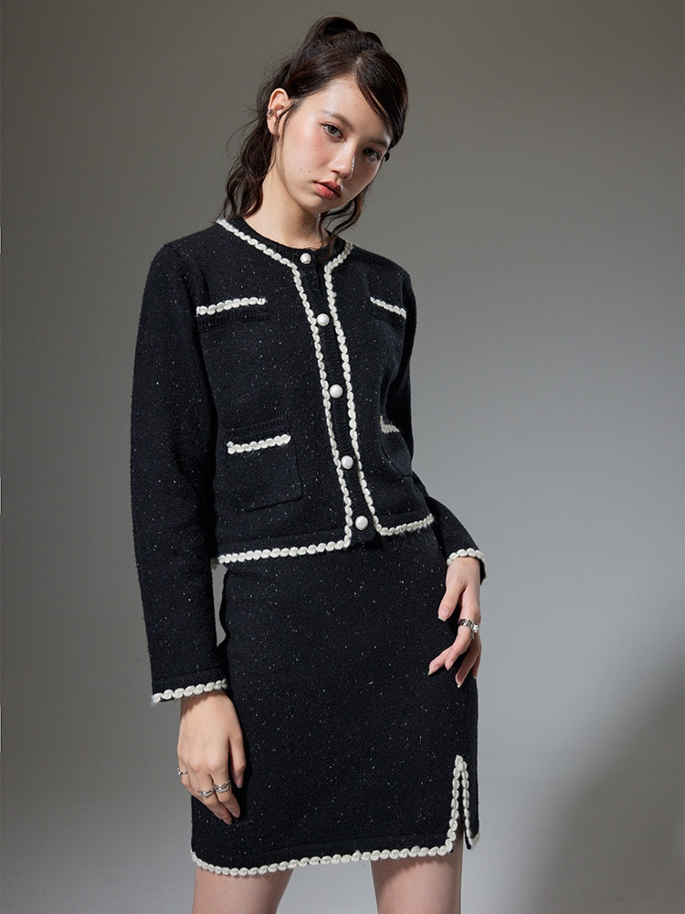 Fragrance Knitting Cardigan Jacket & Skirt