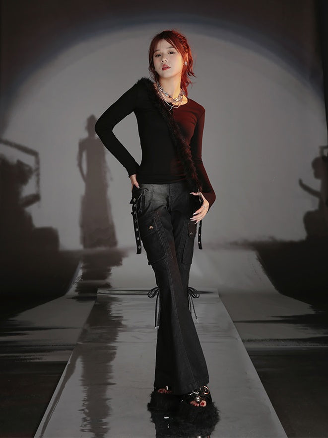 Work Pocket Retro Micro-flared Jeans