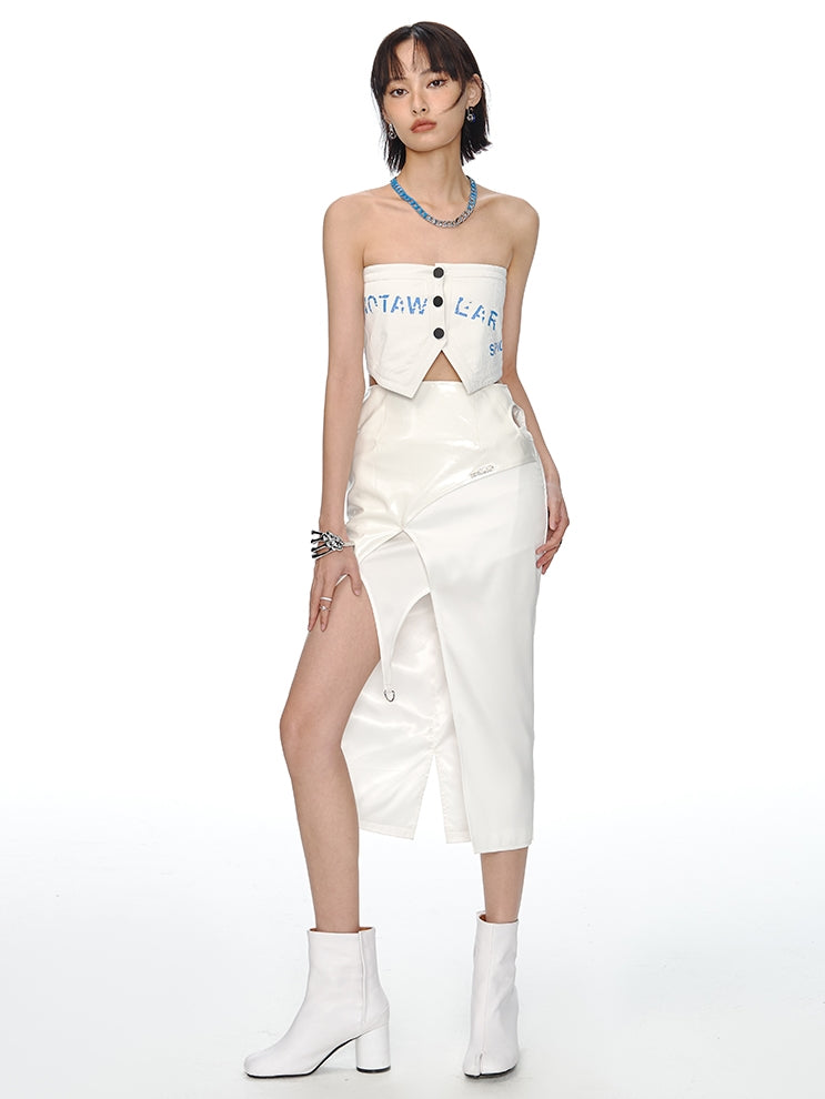 Leather Waistband Tube Top