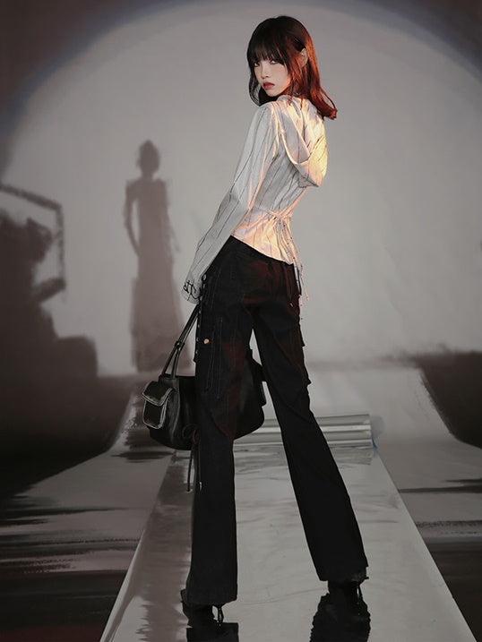 Work Pocket Retro Micro-flared Jeans