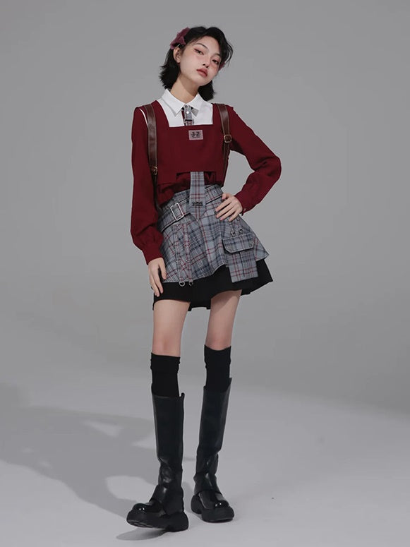 Cropped Layered Shirt & Tie