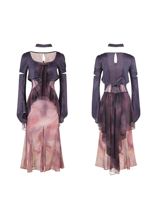 Mermaid Printed Fake Two-piece Dress