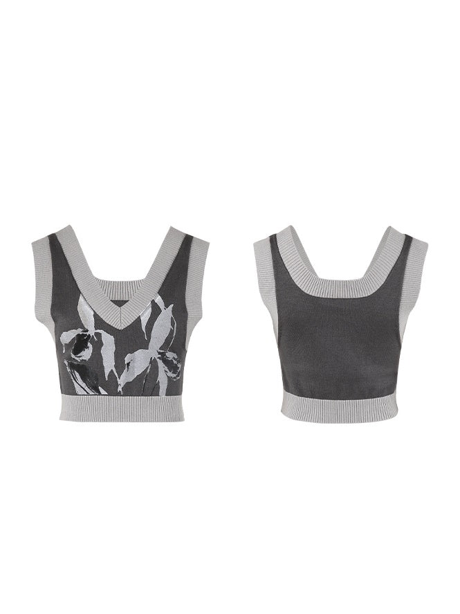 College Style Versatile Vest & Shirt With Tie