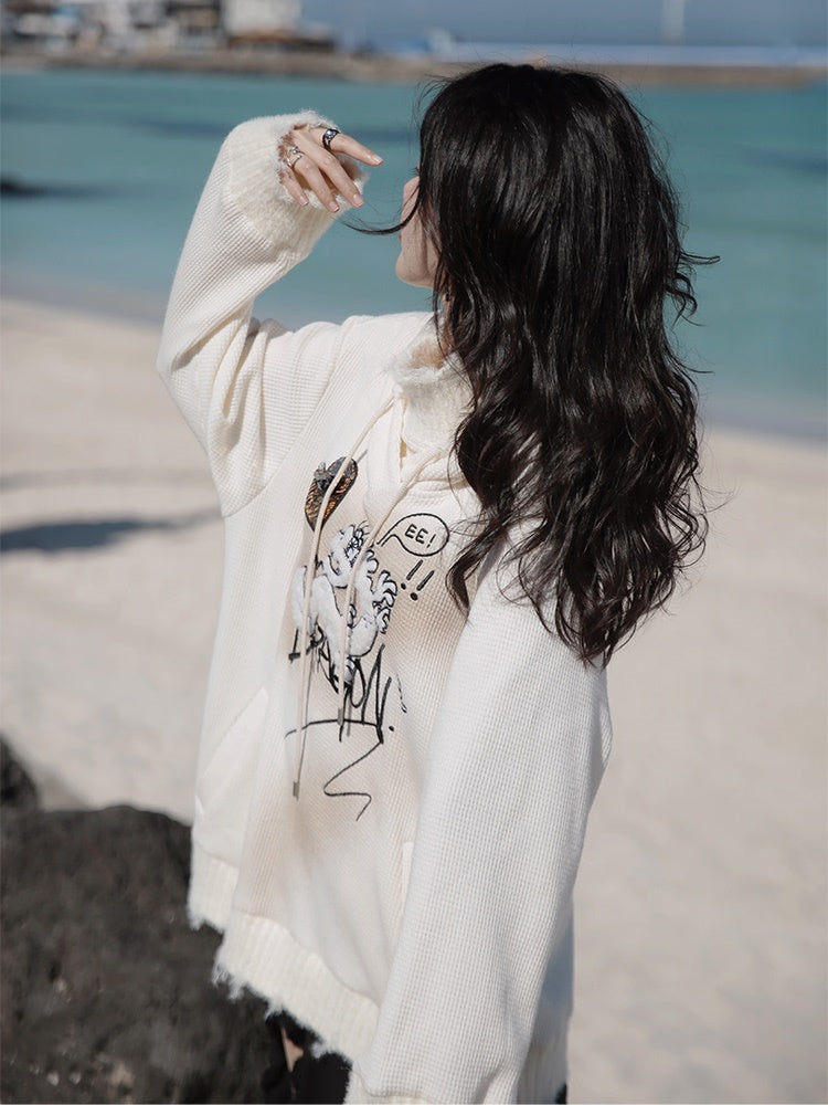 Dragon Embroidery Hooded Sweat & Neck Warmer