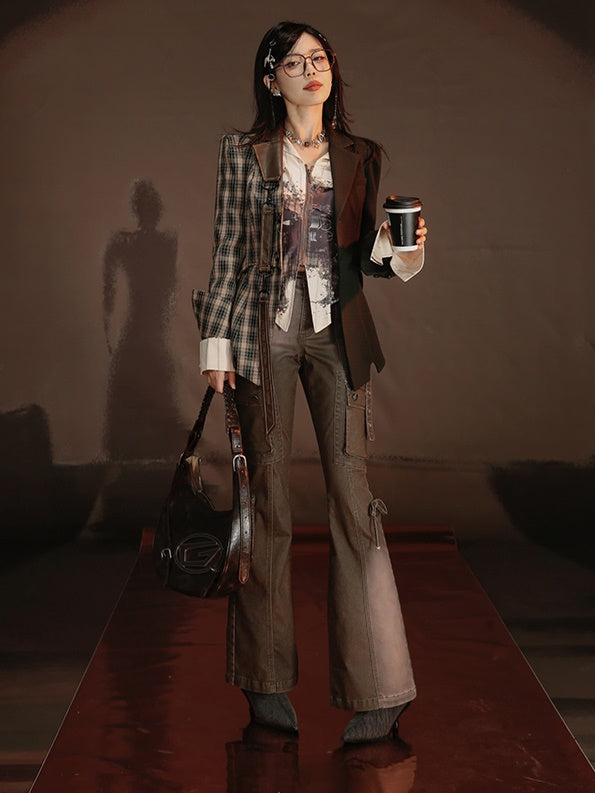 Work Pocket Retro Micro-flared Jeans