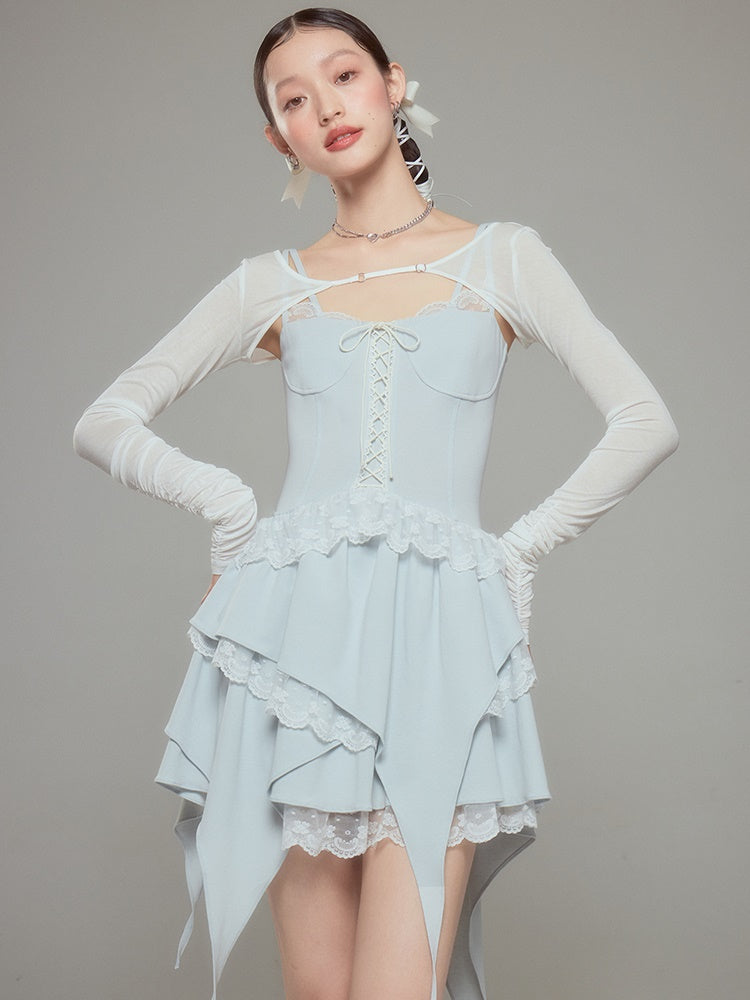 Lace Ballet Suspender Dress & Sleeve Top