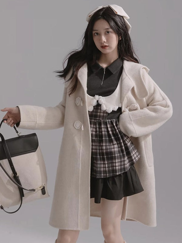 Double-sided Woolen Hooded Coat