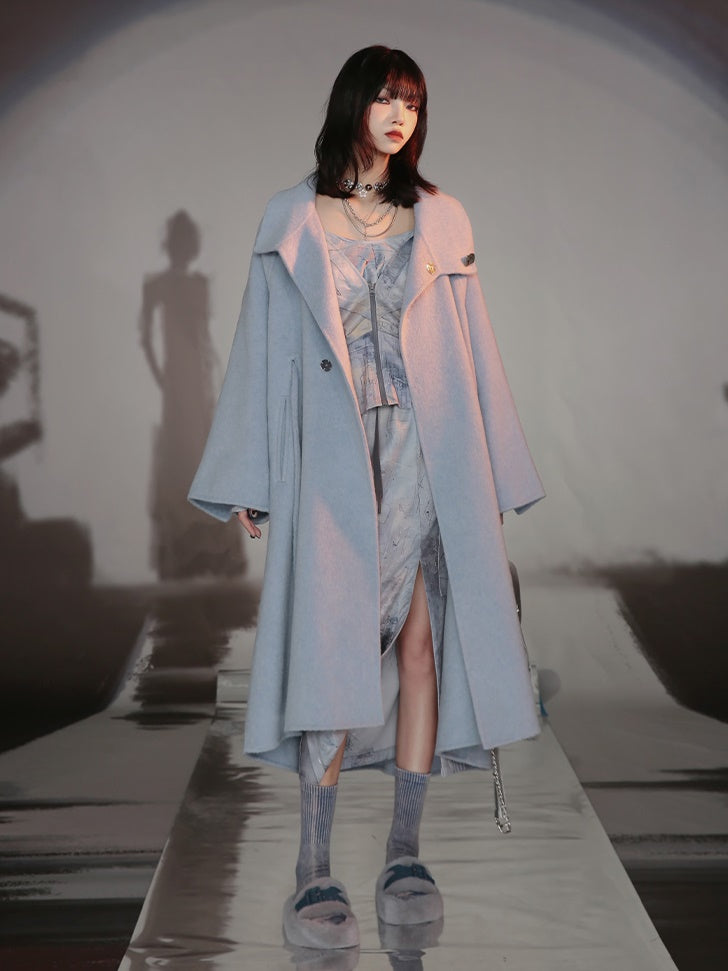 French-style Wool Poncho Coat