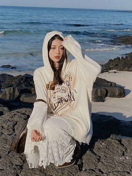 Dragon Embroidery Hooded Sweat & Neck Warmer