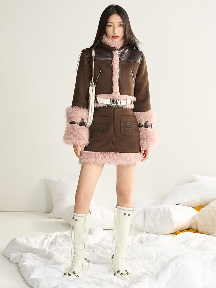 Fur Suede Jacket & Skirt