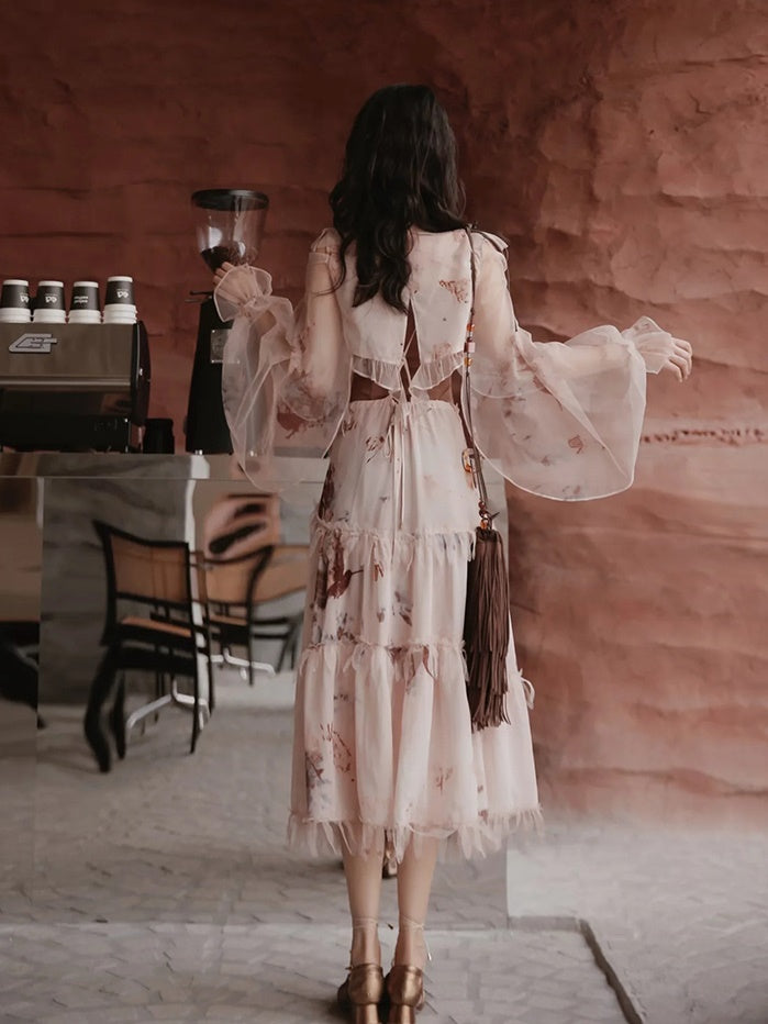 Exotic Print Set-up & Sling Dress & Culottes & Sheer Shirt