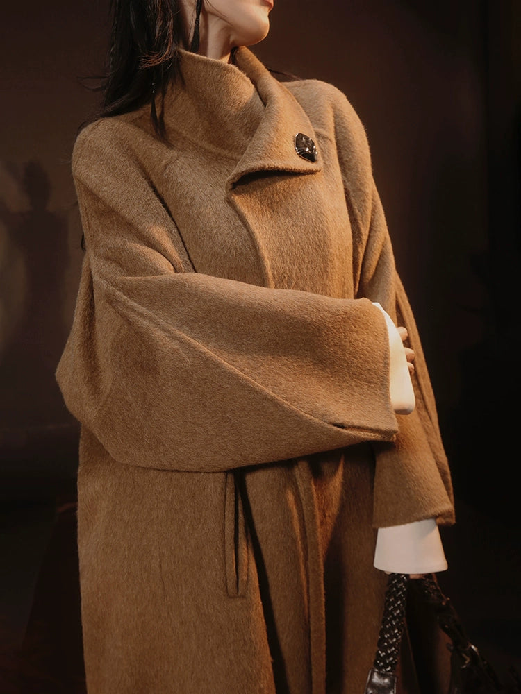French-style Wool Poncho Coat