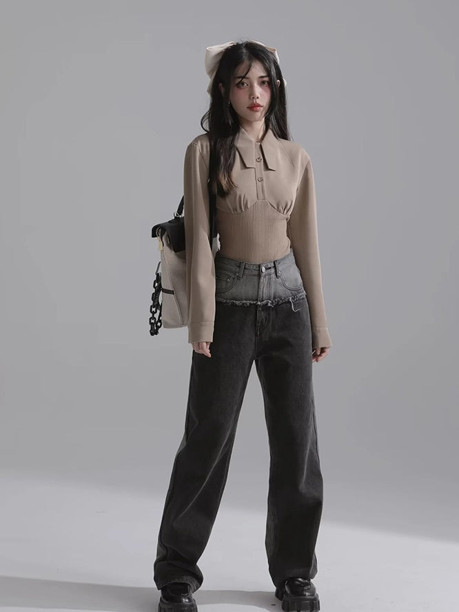 Fake Two-piece All-in-one Shirt