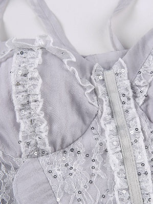 Lace Spangle Stitch Camisole Top & Irregular Hem Culottes