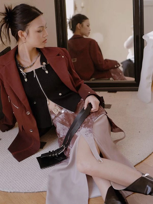 Ink Printed Slit Skirt